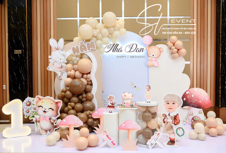 SINH NHẬT 1 TUỔI BÉ NHÃ ĐAN - NẤM | ST5050124 - ST DECOR